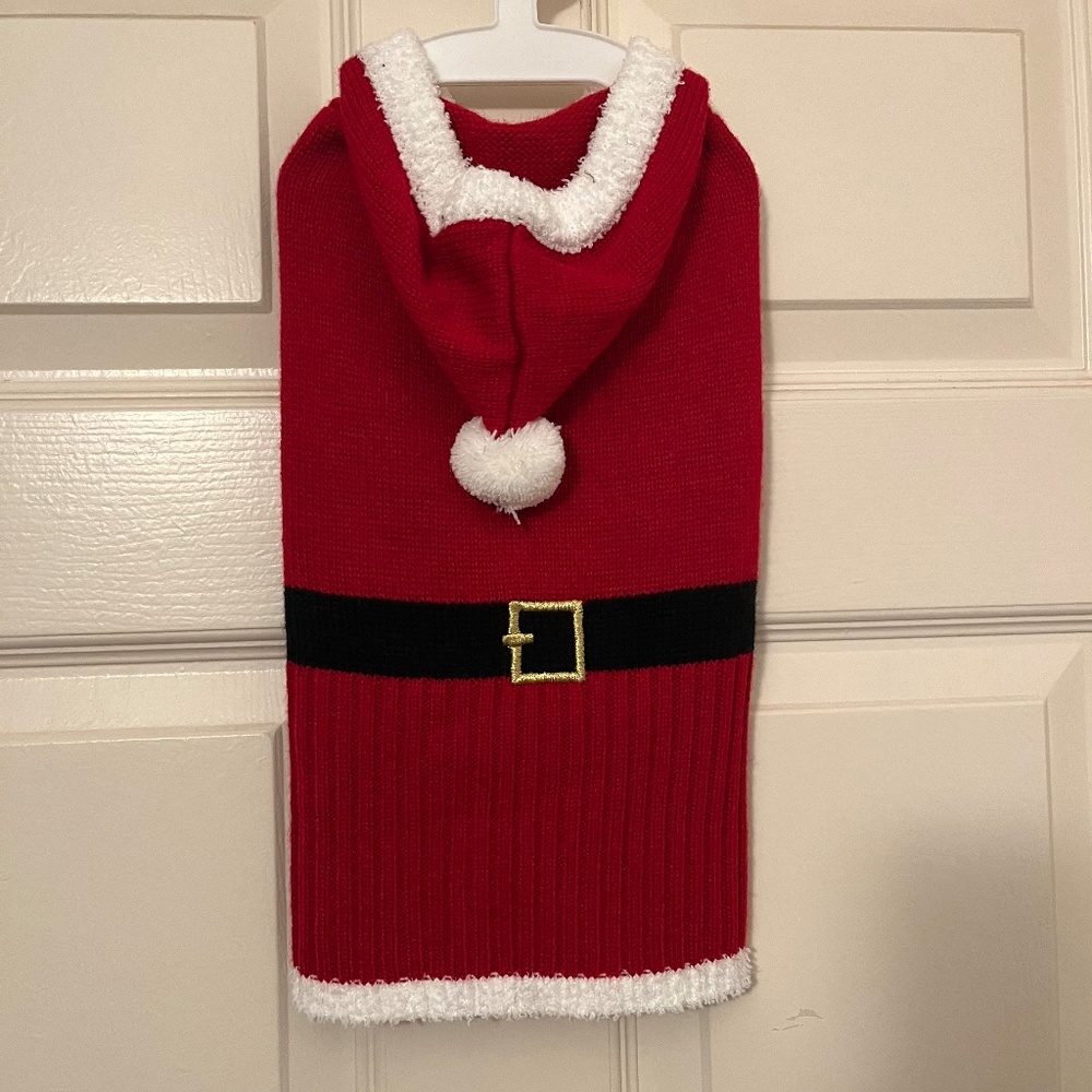 Pet Puppy Dog Santa Sweater Suit with Hood